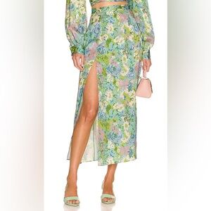Ronny Kobo Marlo Silk-Blend Midi Skirt revolve designer floral maxi